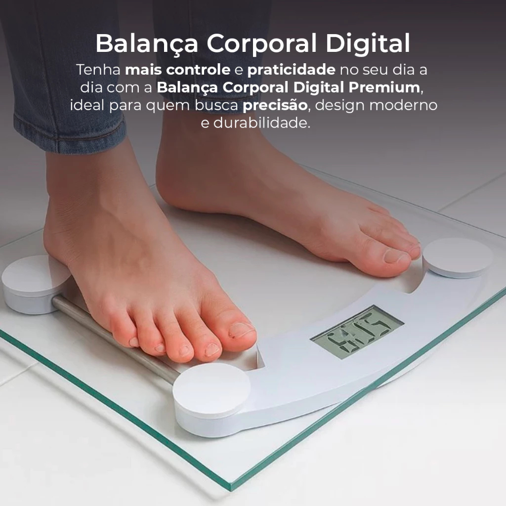 Balança Corporal Digital Até 180kg Com Vidro Temperado Premium