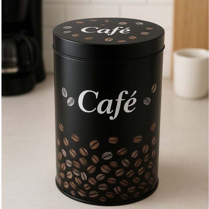 Pote de Café Hermético Latas Organizador de Cozinha Mantimentos Multiuso Metal Casa