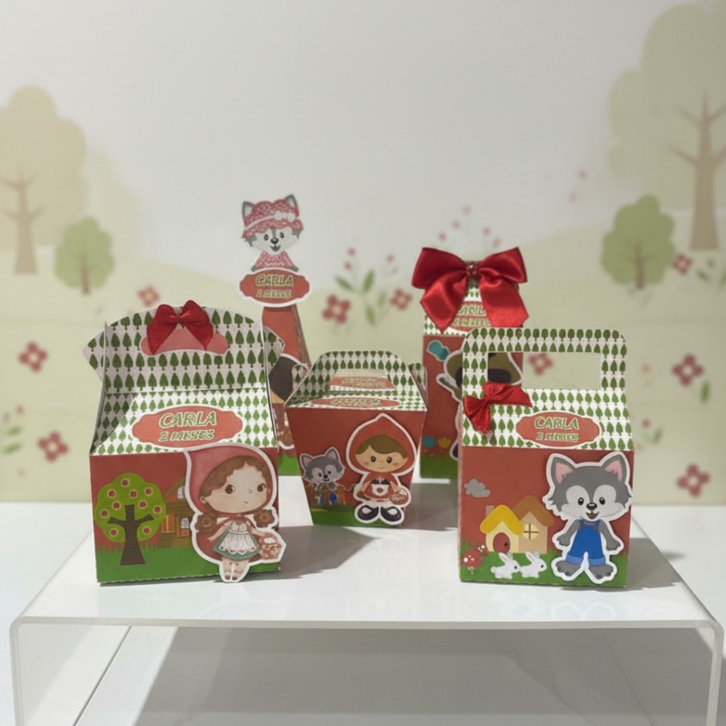 KIT CAIXINHAS PERSONALIZADAS - PEGUE E MONTE - CHAPÉUZINHO VERMELHO - LEMBRANCINHA DE ANIVERSARIO-  DESMONTADA
