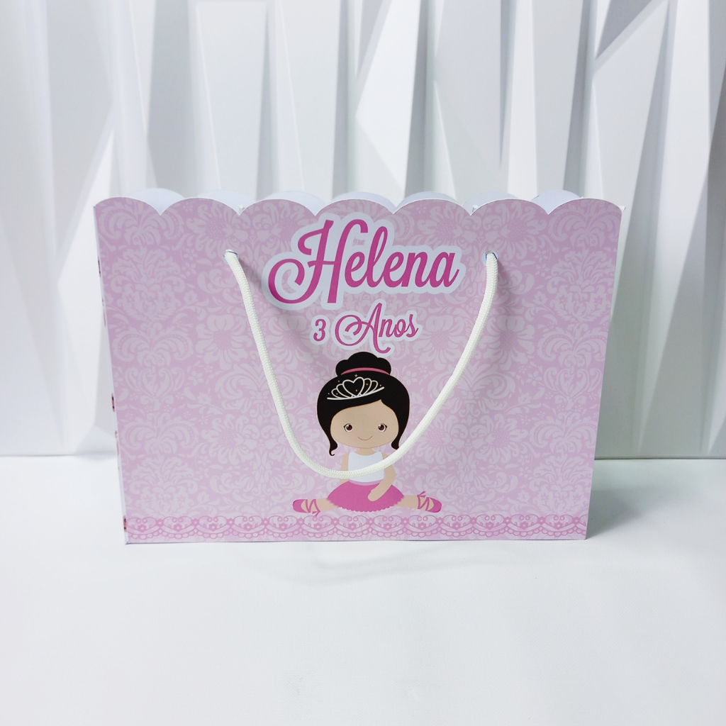 Sacolinha Bailarina Personalizada G | Lembrancinha de Festa | Aniversário | Mimo Bailarina