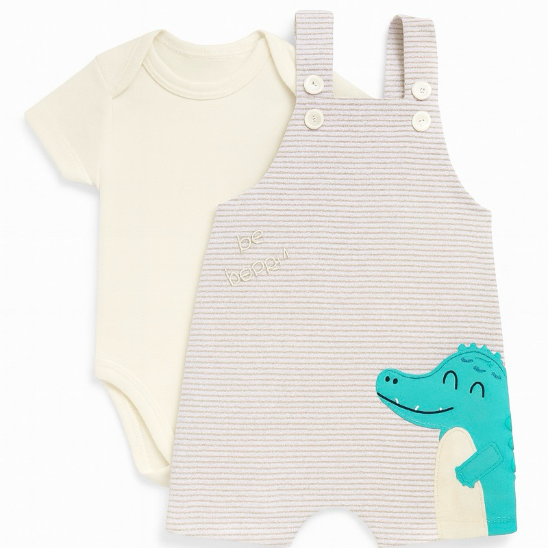 Conjunto Menino – Kit Jardineira e Camiseta para Bebê Menino – Conjunto Verão Infantil Manga Curta Estampado