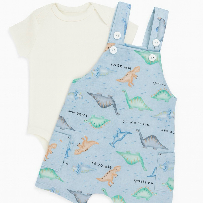 Conjunto Menino – Kit Jardineira e Camiseta para Bebê Menino – Conjunto Verão Infantil Manga Curta Estampado