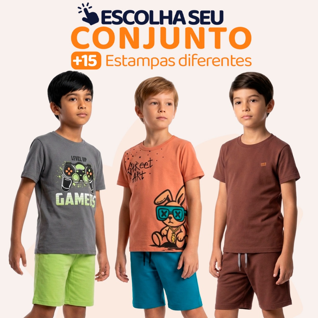 Conjunto Infantil Masculino Menino Verão Manga Curta Roupa Infantil Masculina Qualidade Premium Tamanho 2 ao 10 L03 em Oferta na Shopee