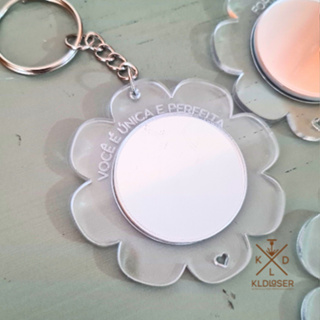 Kit Chaveiros Flor • Acrílico Transparente + Acrílico Espelhado • Lembrancinhas com Espelho • Dia das Mães em Oferta na Shopee