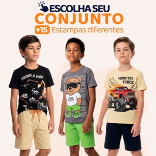 Conjunto Infantil Masculino Menino Verão Manga Curta Roupa de Criança Masculina Tamanho 2 ao 10 L03 em Oferta na Shopee