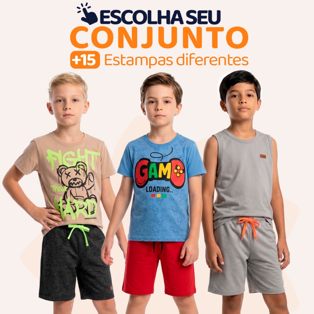 Conjunto Infantil Masculino Menino Verão Manga Curta Roupa Infantil Masculina Tamanho 2 ao 10 L03 em Oferta na Shopee