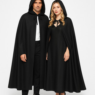 Capa Preta Com Capuz Grande Adulto Fantasia Halloween Luxo