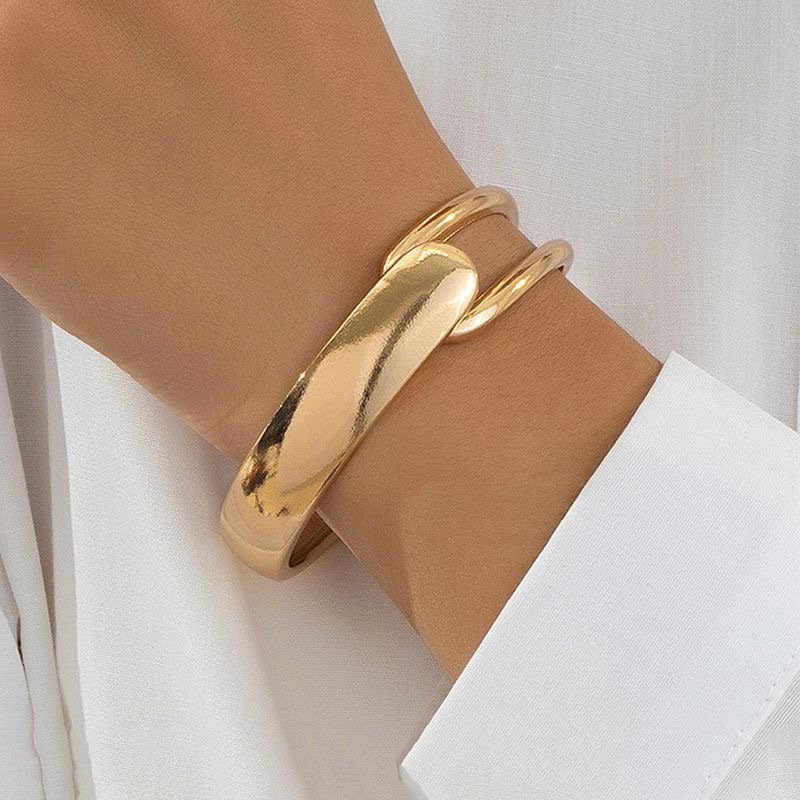 Simples Irregular Chunky Manguito Pulseiras Fácil De Combinar Elegante Na Moda Pulseira Minimalista Jóias Para Aniversár em Oferta na Shopee