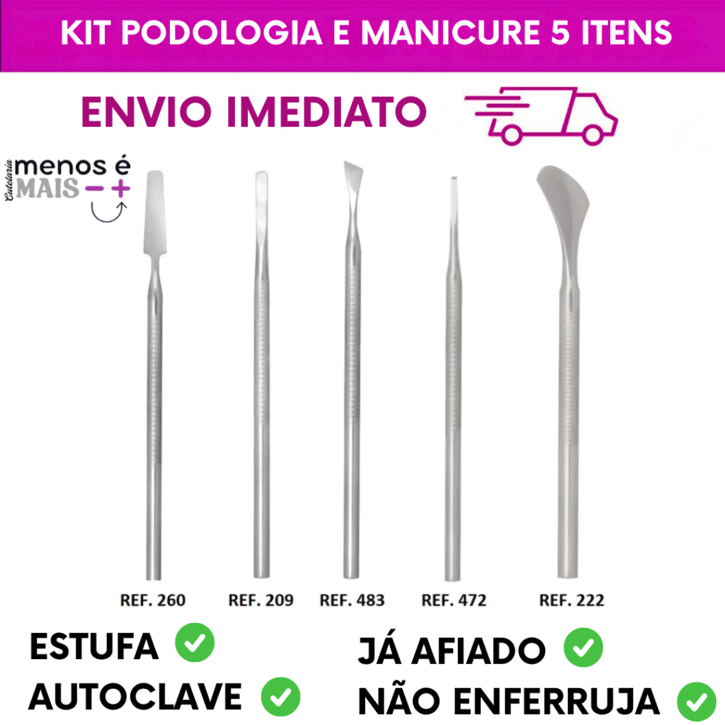 Kit Podologia Profissional Slim 5 Instrumentos Podólogo Bisturi em Oferta na Shopee
