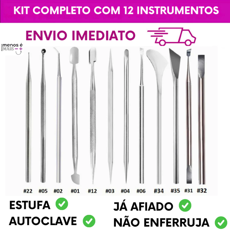 Kit Completo de Manicure Slim com 12 Instrumentos
