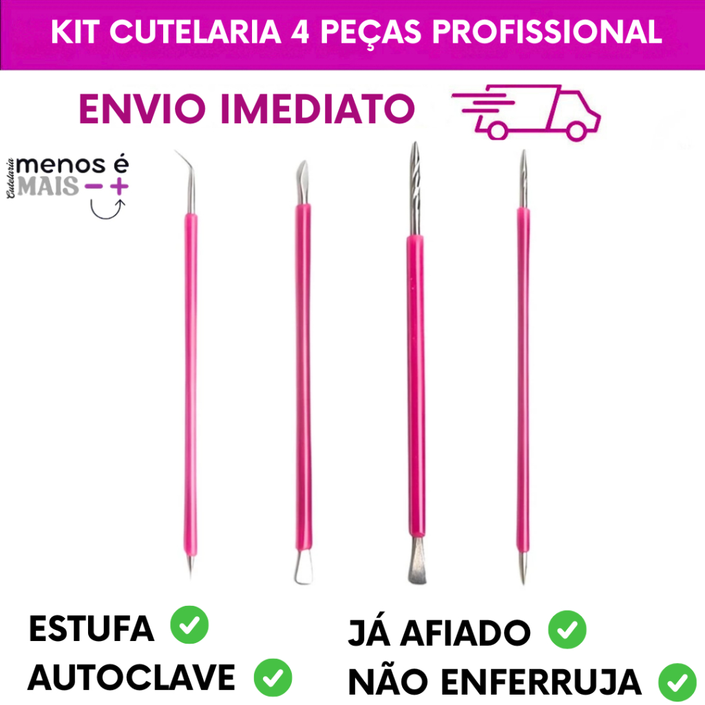 Cutelaria 4 peças Palito e Espátula Mista Desencravador - Slim Alicates