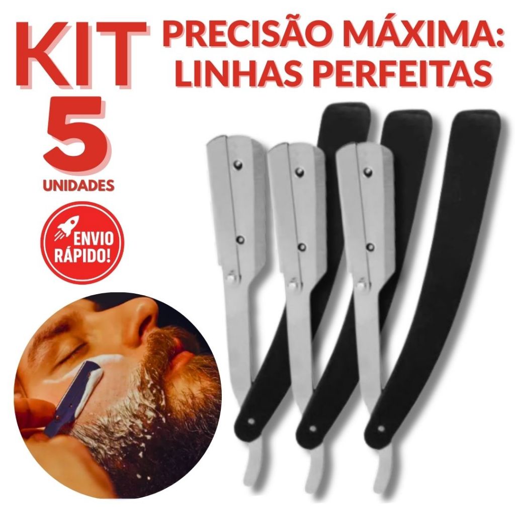 Navalhete Barbeiro Profissional Corte Preciso Aço Inox Cabo Plástico Acabamento Barba Bigode Afiado
