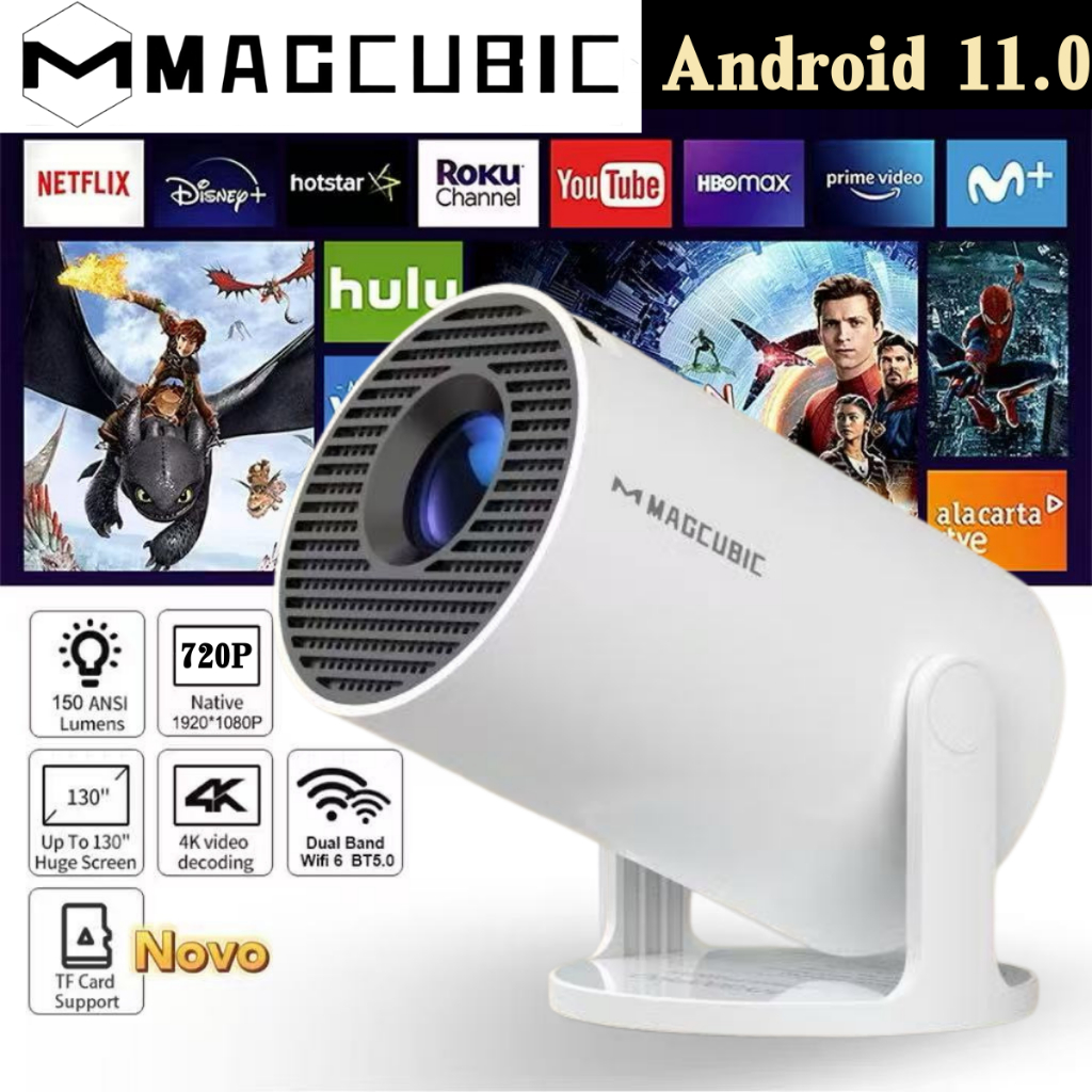 Projetor 4K HD 150 Polegadas Celular, Tv B0x, Xbox, PS, Pc, Wifi e Bluetooth HY300 Magcubic 110/220