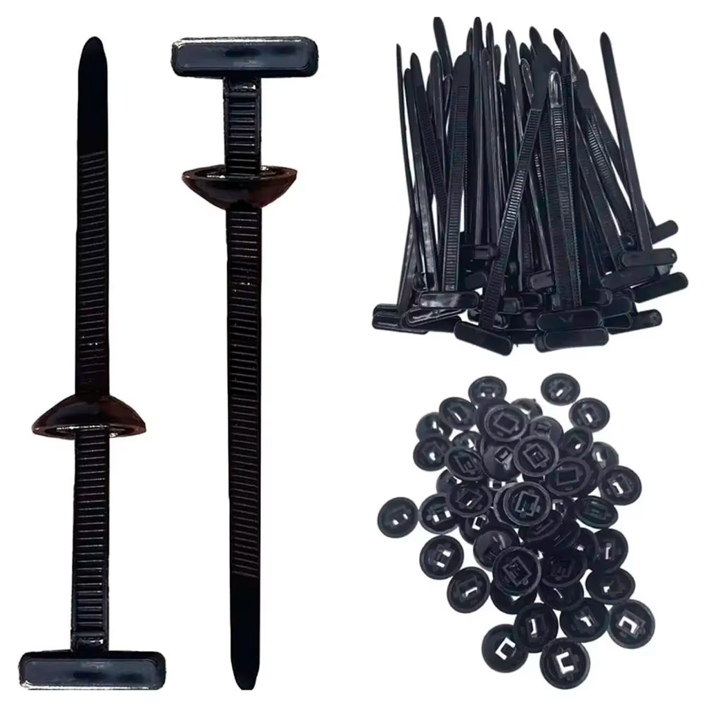 Kit 50 Abraçadeira Universal Nylon Carro Reparo Veicular Clip Fivela T Fixação Multiuso