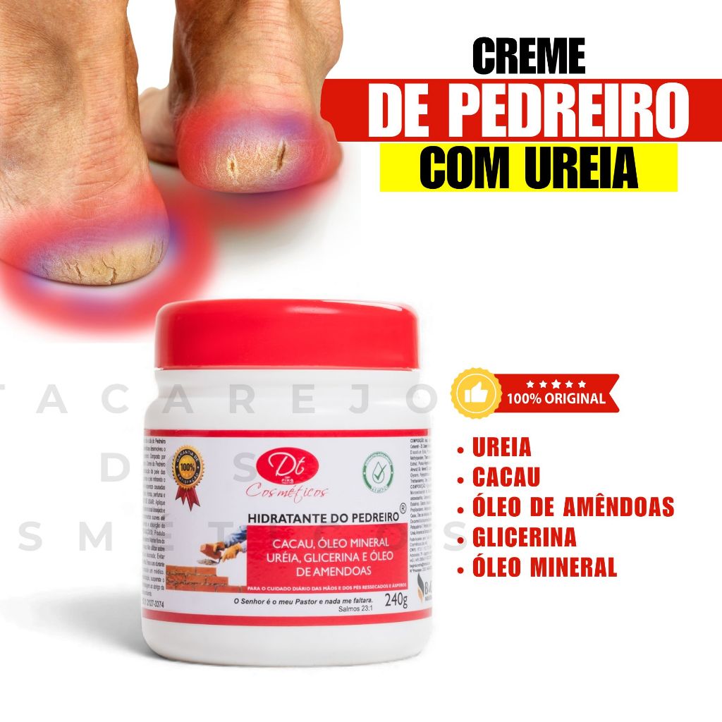 Hidratante De Pedreiro Creme De Ureia 500g Pés Rachados Ressecados Cacau Amêndoas Glicerina