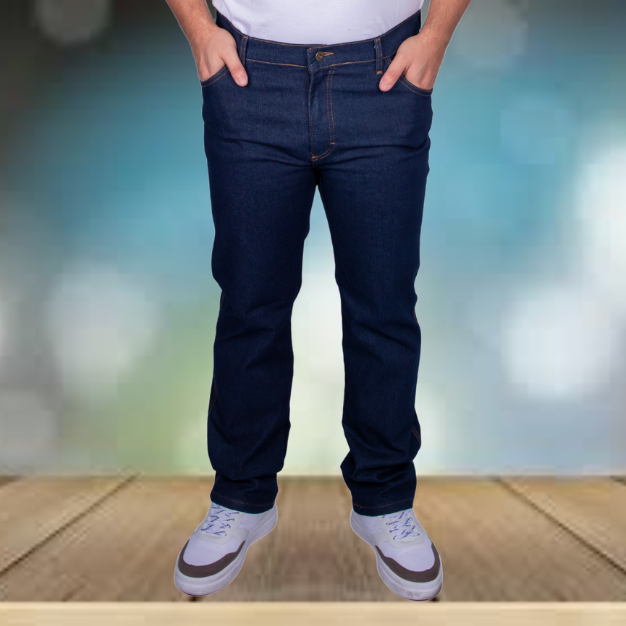 Calça Jeans Masculina Básica Reta Escura Tecido Resistente e Ajustável em Oferta na Shopee