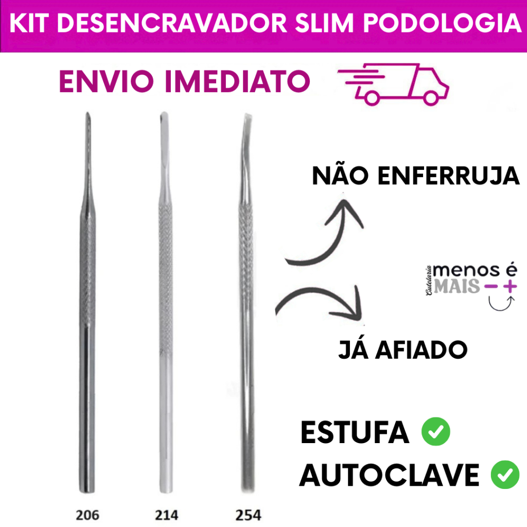 Kit Espátula Desencravador Slim - 3 Peças N206, N214 e Formão N254