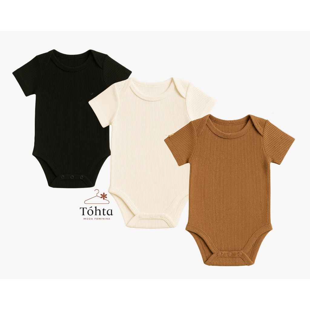 Kit Body Infantil Bebê 100% Algodão Manga Curta Enxoval Liso Neutro Verão Menino Menina Confortável em Oferta na Shopee