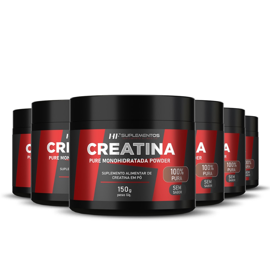 Kit 3 unidades Creatina em Pó 150g Pura 3g HF Suplementos – Suplemento para Performance Bem-Estar!