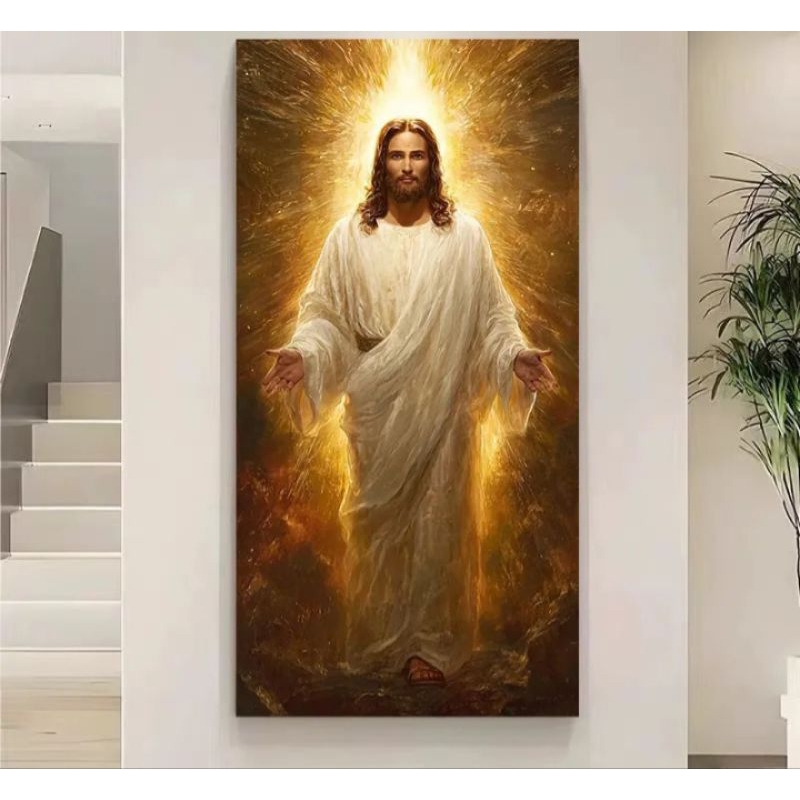 Imagem ✨🙏 Quadro Decorativo Jesus Iluminado – Arte Espiritual que Transforma Ambientes 🕊️✨