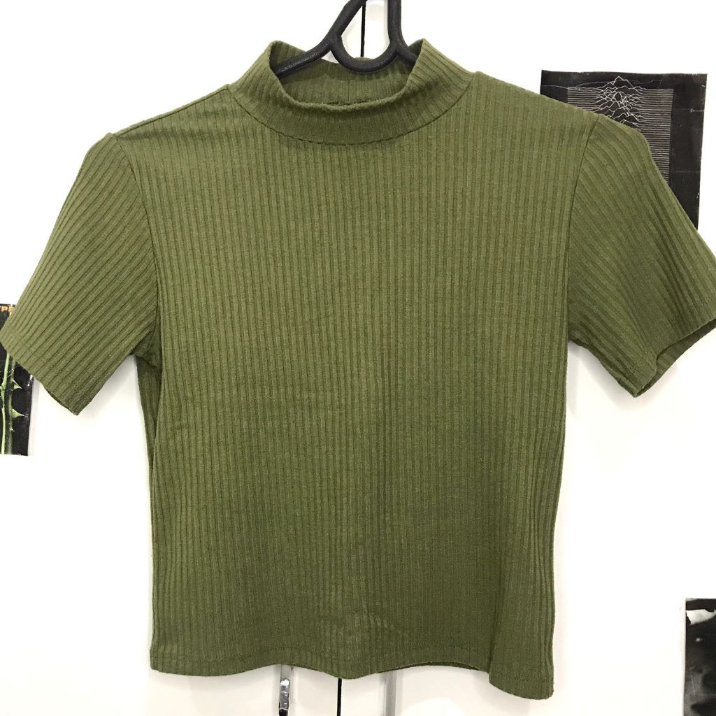 BLUE STEEL BLUSA CROPPED VERDE MUSGO TAMANHO P/M CANELADO FEMININO ESTILOSO RETRÔ MODA ALTERNATIVA - BRECHÓ