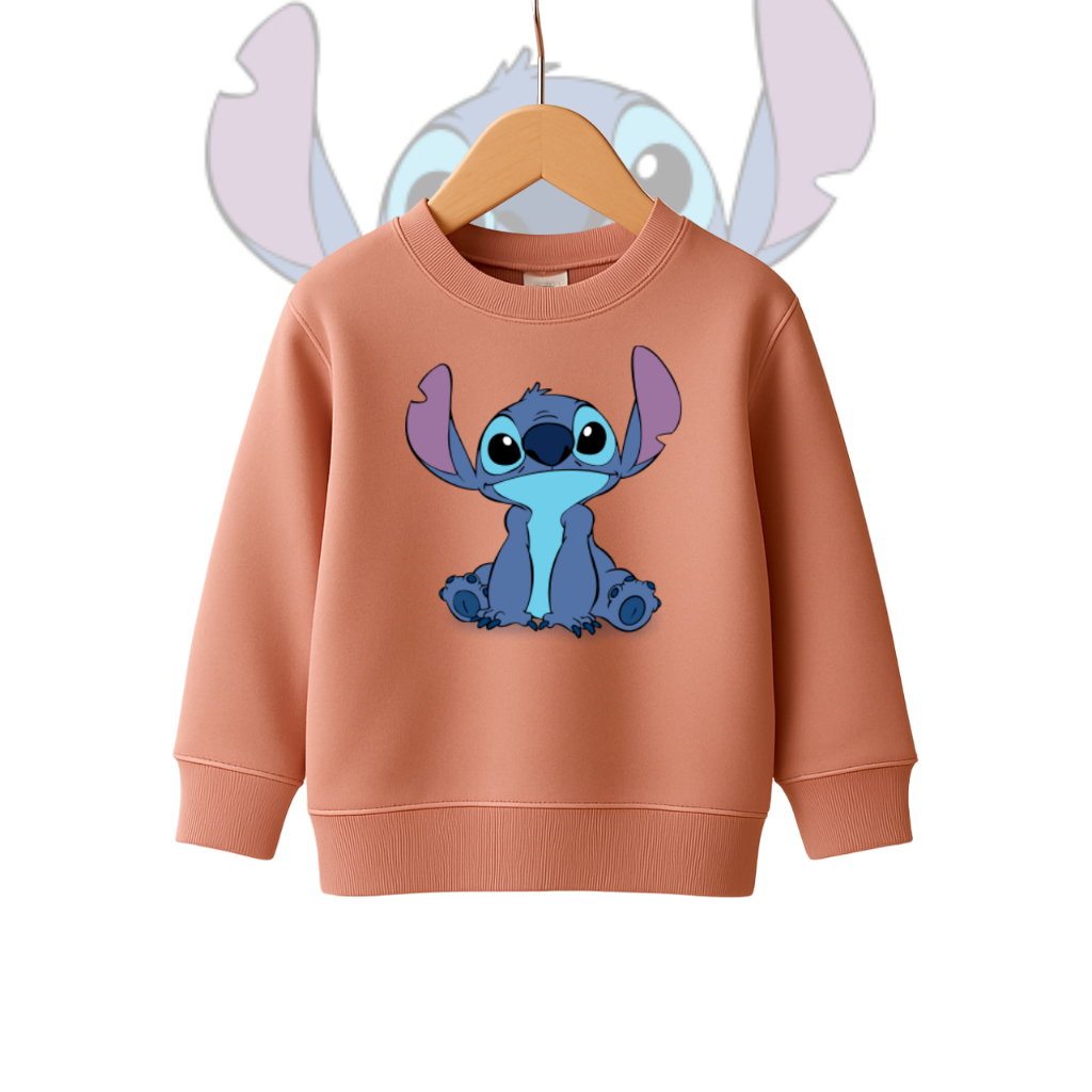 Moletom Infantil Menina Algodão Personagens Stitch Estampado Casaco Infantil Feminino Sueter Roupa de Frio Menina