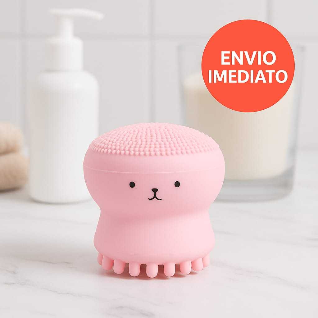 Esponja de Limpeza Facial Profunda 2 em 1 Polvo Silicone Esfoliante Massageador Rosto Skin Care
