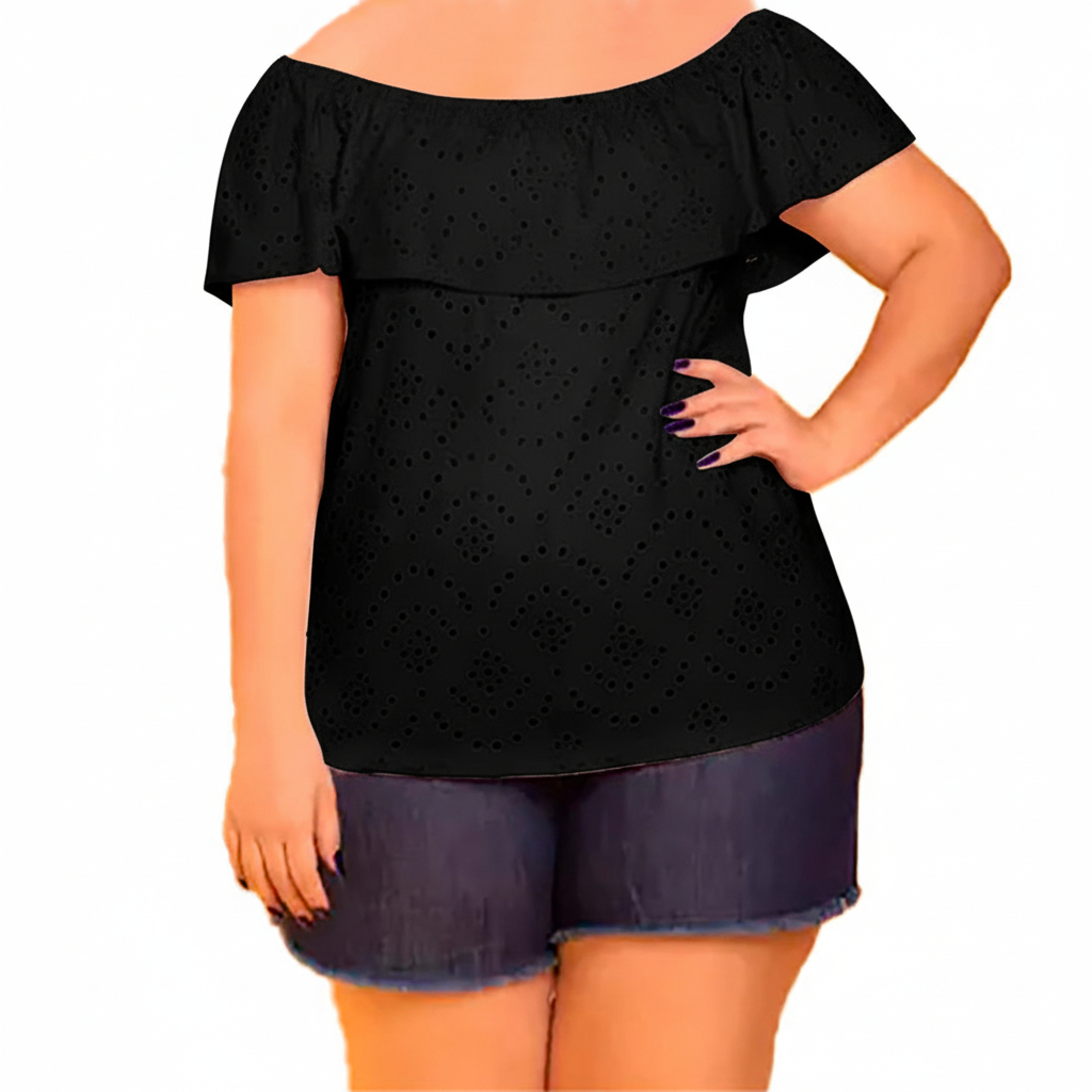 Blusa Ciganinha Plus Size Malha Laise em Oferta na Shopee