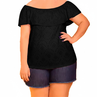 Blusa Ciganinha Plus Size Malha Laise em Oferta na Shopee