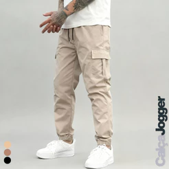 Calça Cargo Masculina Jogger Sarja Streetwear Com Punho e Cordão 34 ao 44 + 3 Cores