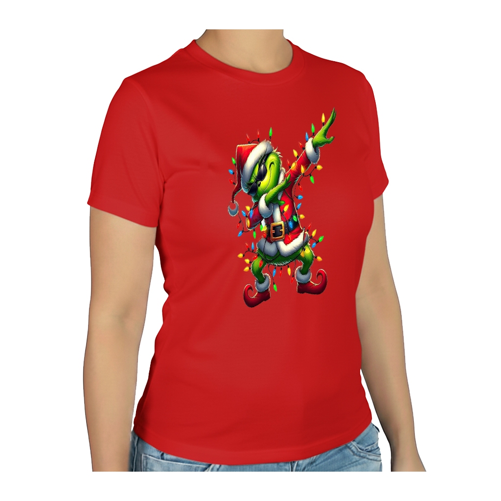 Camiseta Feminina Adulta Grinch Dab Feliz Natal camisa baby look ritmo natalino