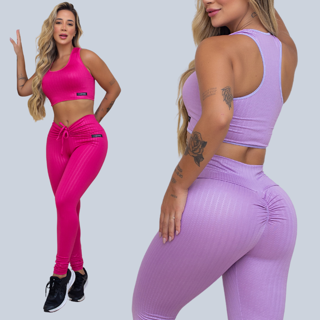 Kit 2 Conjuntos Legging Levanta Bumbum Cirre ZERO TRANSPARENCIA