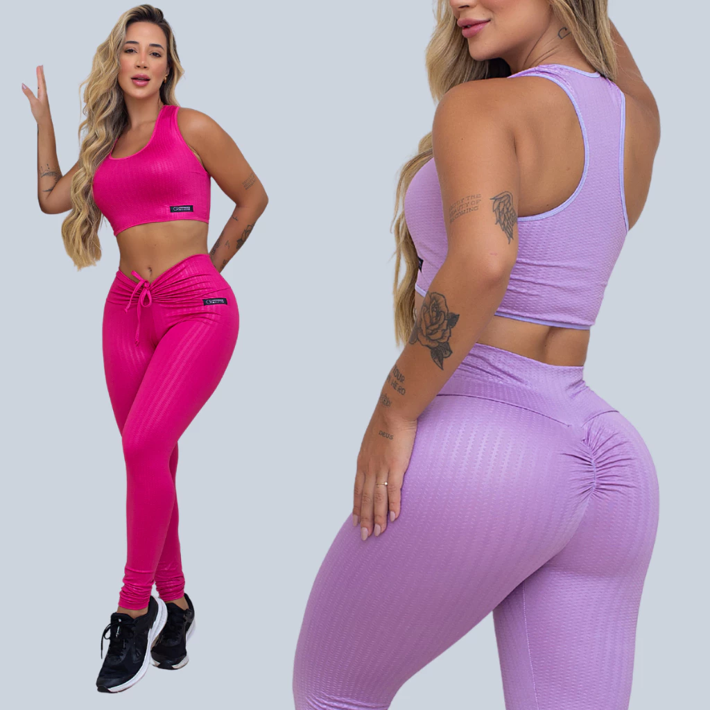 Kit 2 Conjuntos Legging Levanta Bumbum Cirre ZERO TRANSPARENCIA