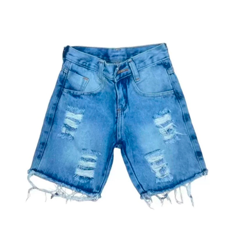 Bermuda Jeans Infantil Rasgada Estilosa Para Meninos 2026
