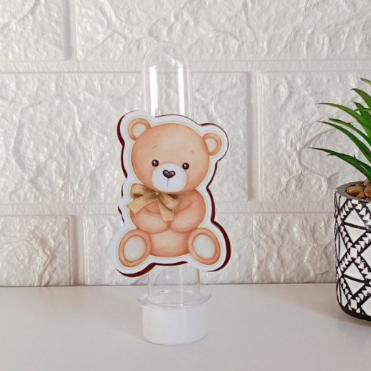 Chá Revelação Bege Aplique 3D para Tubete Aniversário | Festa Infantil | Lembrancinhas Personalizadas