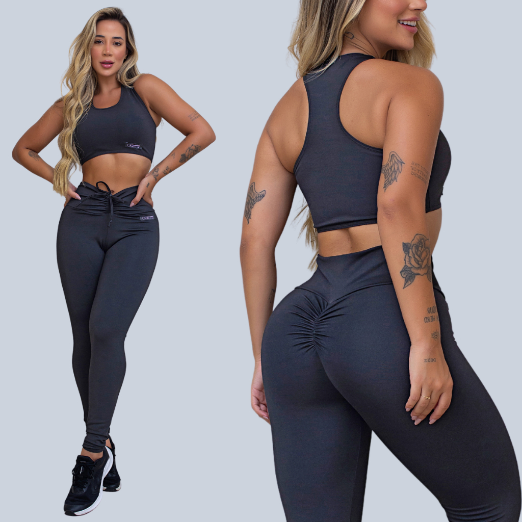 Conjunto Feminino Academia Top e Legging Levanta Bumbum