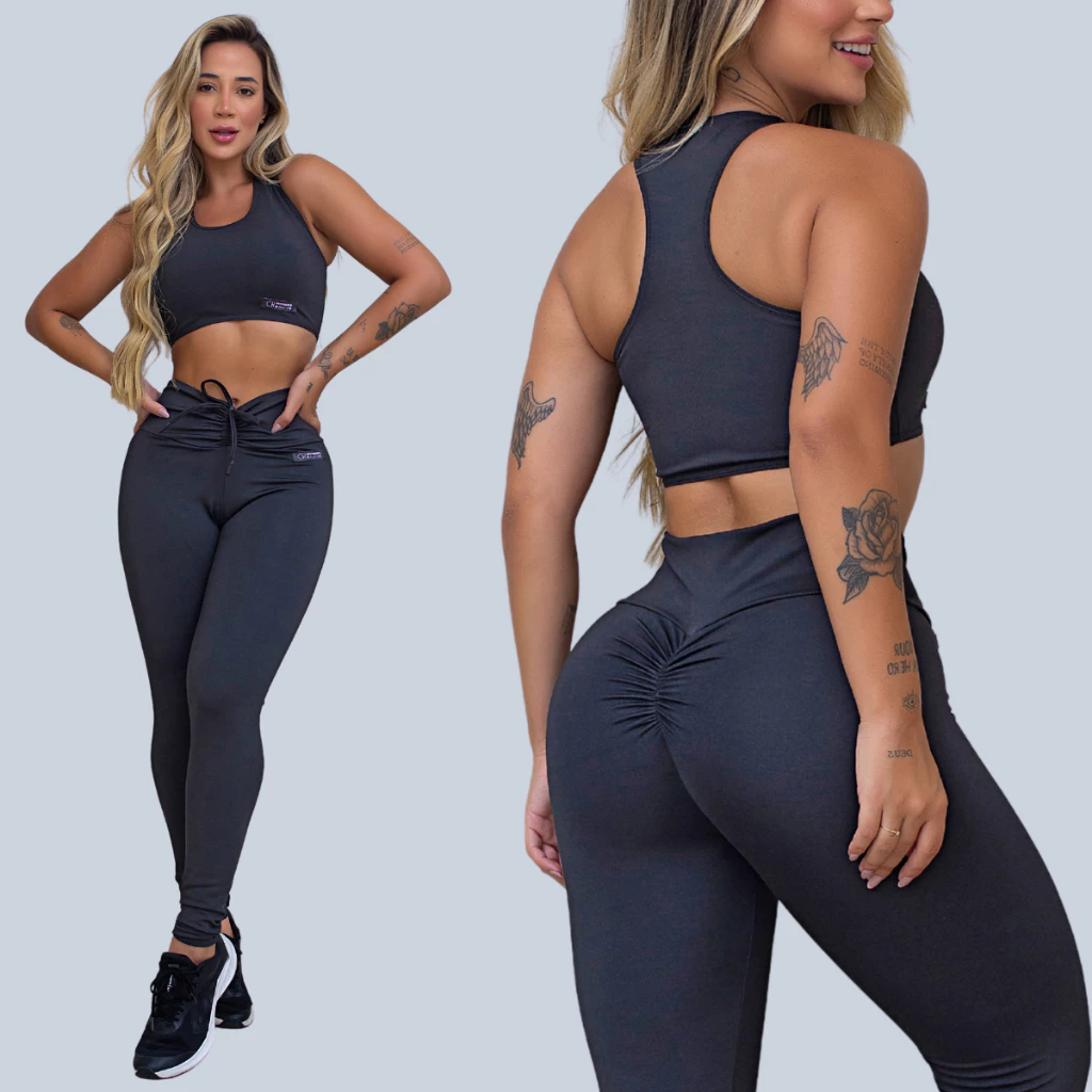 Conjunto Feminino Academia Top e Legging Levanta Bumbum