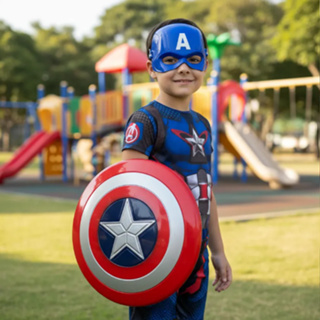 Fantasia Roupa Infantil Capitão América Com Escudo e Mascara De Plastico + Brinde em Oferta na Shopee