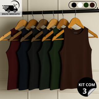 Kit 3 Regatas Casual Basica Blusa Feminina Blogueira Tendencia Lazer Academia e Esporte em Oferta na Shopee