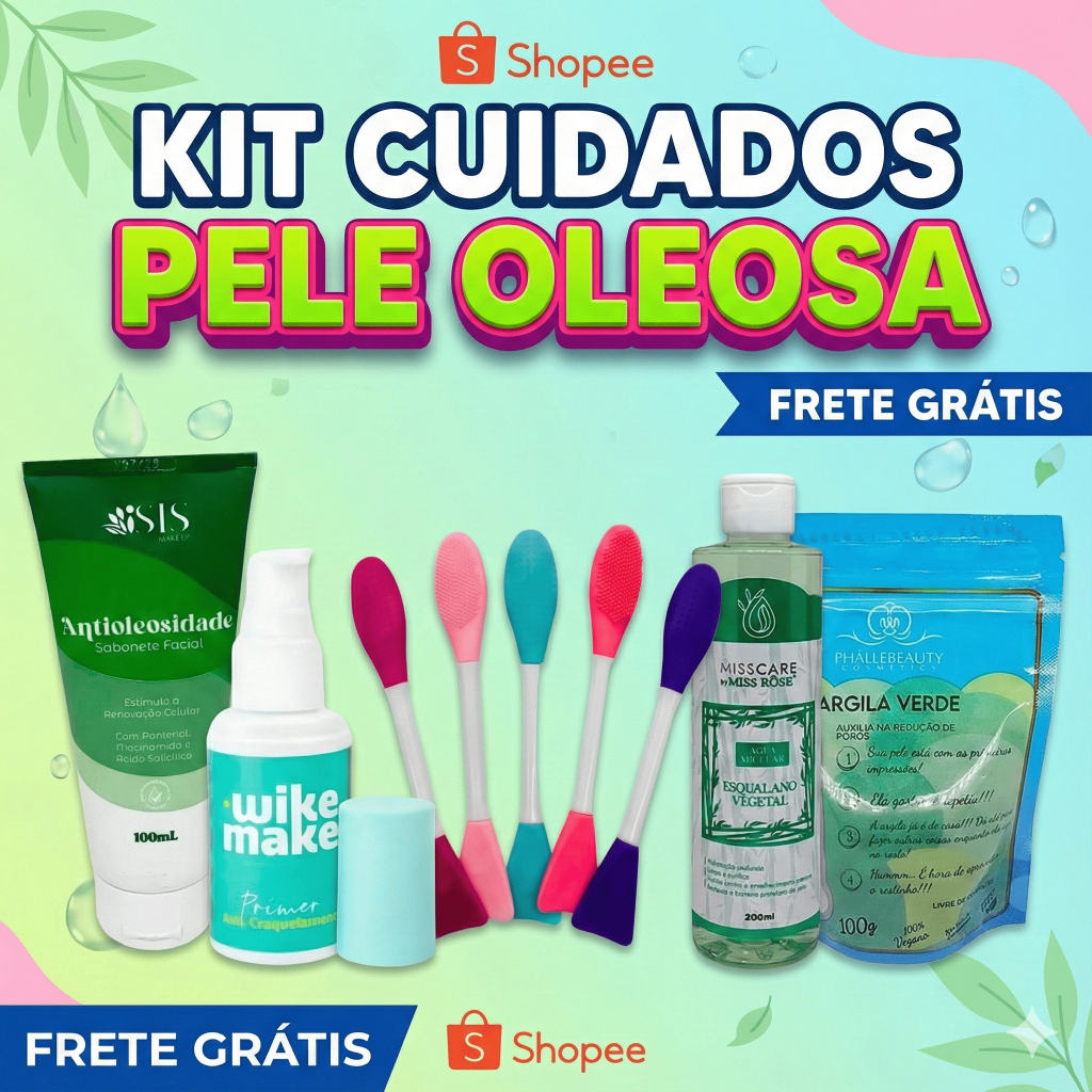 KIT CUIDADOS PELE OLEOSA Limpeza Profunda + Controle de Brilho – Skincare Completo para Peles Oleosas!