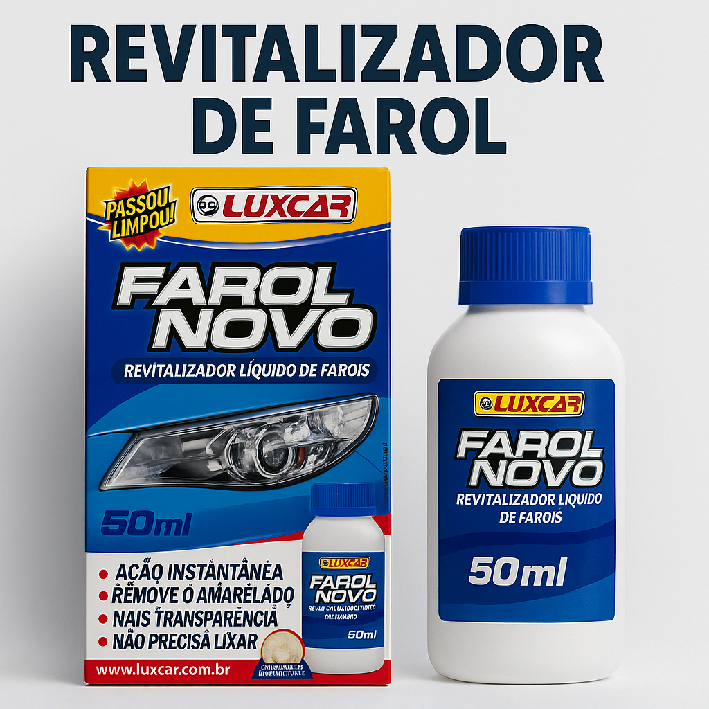 Revitalizador Líquido Farol Novo Luxcar Faróis Superfícies Acrílico Policarbonato