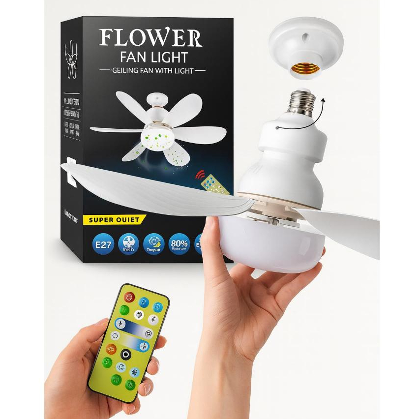 Ventilador de Teto com luz Led e Controle Remoto Hélices Luz Quente e Fria