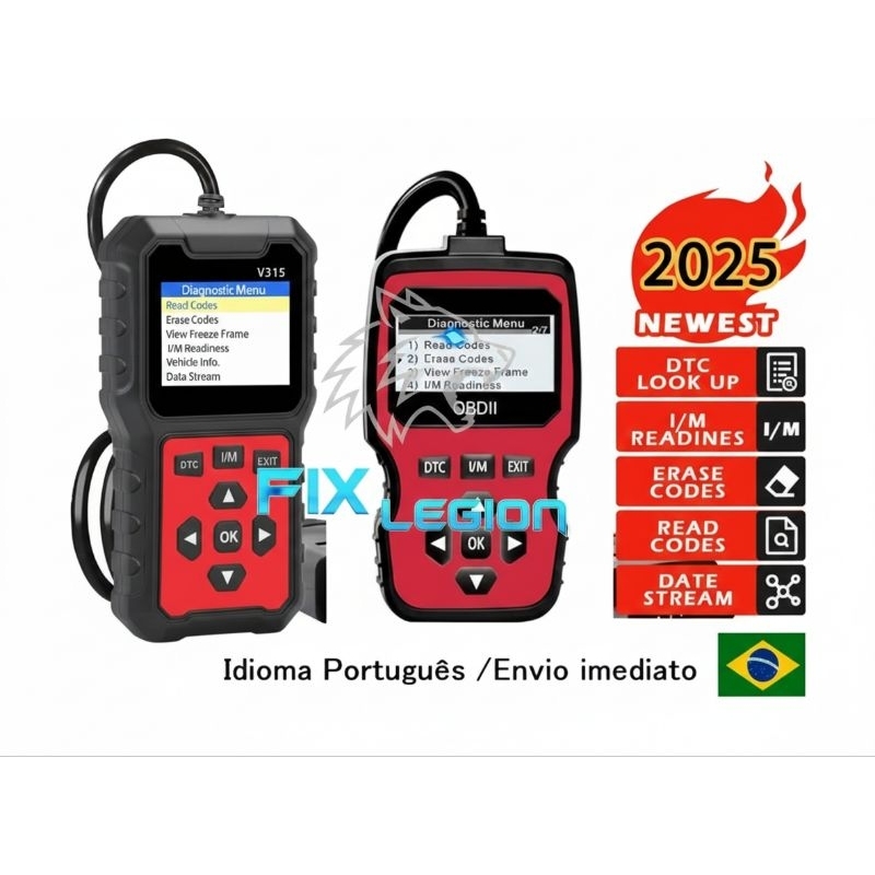 Scanner Automotivo FixLegion Obd2 Dct Universal Lê e Apaga Cód de Erros Mede Bateria Português 2026 em Oferta na Shopee