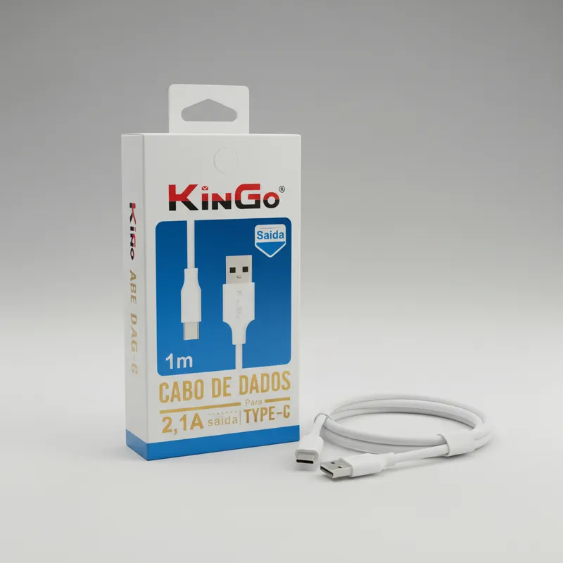 Cabo Usb Type-c Kingo 1m 2.1a Carregador Dados Android Branco Rápido Celular Carga Potente Reforçado
