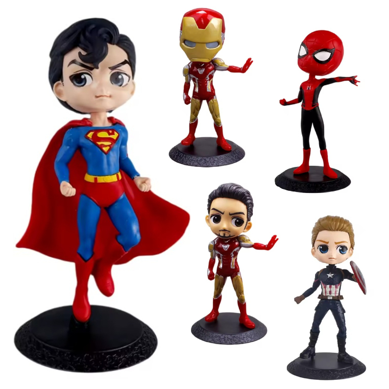 Boneco/figura de ação MARVEL/DC 15cm Homem de Ferro Superman Spiderman Action Figure Miniatura Decoração coleção PVC