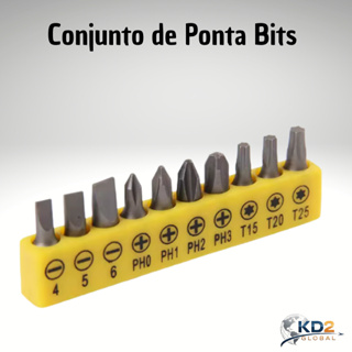 Kit Jogo de Bits para Parafusadeira 1/4 Fenda Phillips Torx 10 Peças em Oferta na Shopee