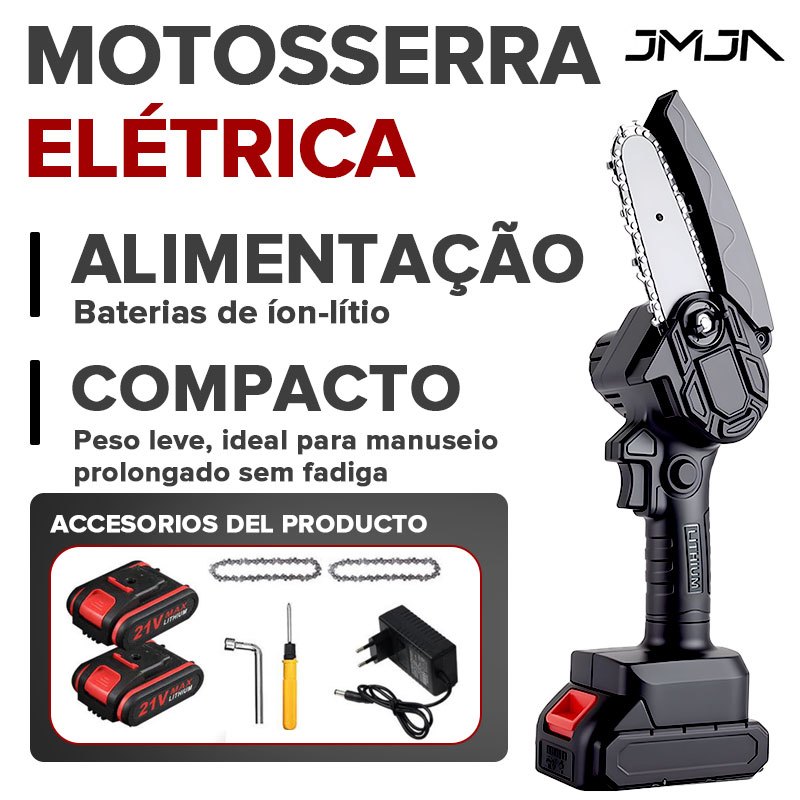 JMJN Mini Motosserra Elétrica Portátil a Bateria 33cm A solução perfeita para podas rápidas, cortes de galhos em Oferta na Shopee