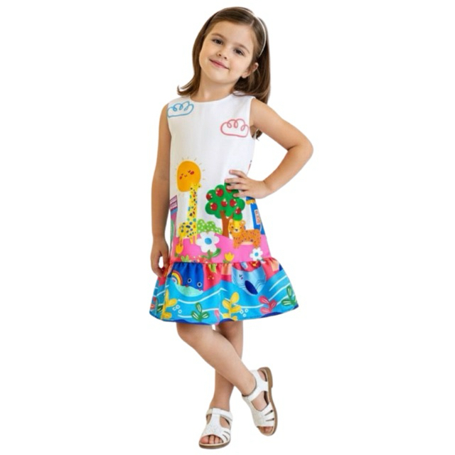 Vestido Infantil Menina Vila Safari Estampado Roupa Infantil Moda Infantil Luly