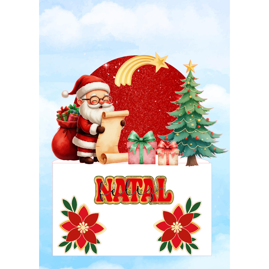 Topo de bolo Natalino, Topper natalino, Papai Noel bolo, árvore de natal bolo, topo de bolo feliz natal