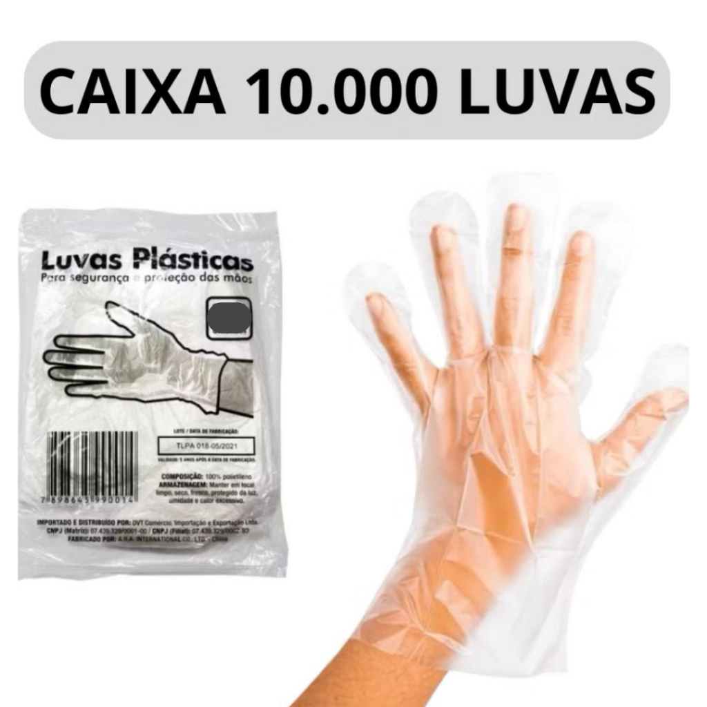 Kit 10.000  Unidades Luvas Plásticas Transparentes Multiuso Talge E Medix Luva Plástica Transparente em Oferta na Shopee